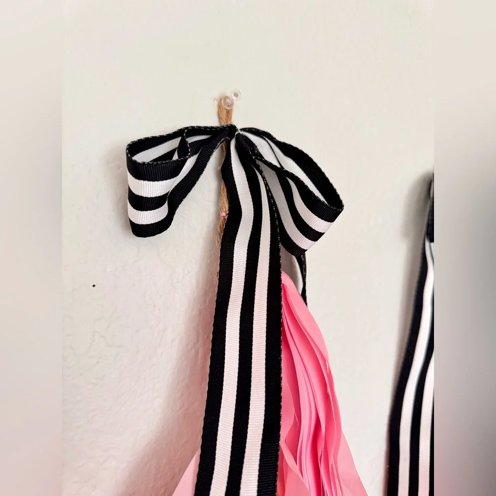 48” Set of 3 Elegant Pink & White Tassel Garland Streamers for Party, Wedding